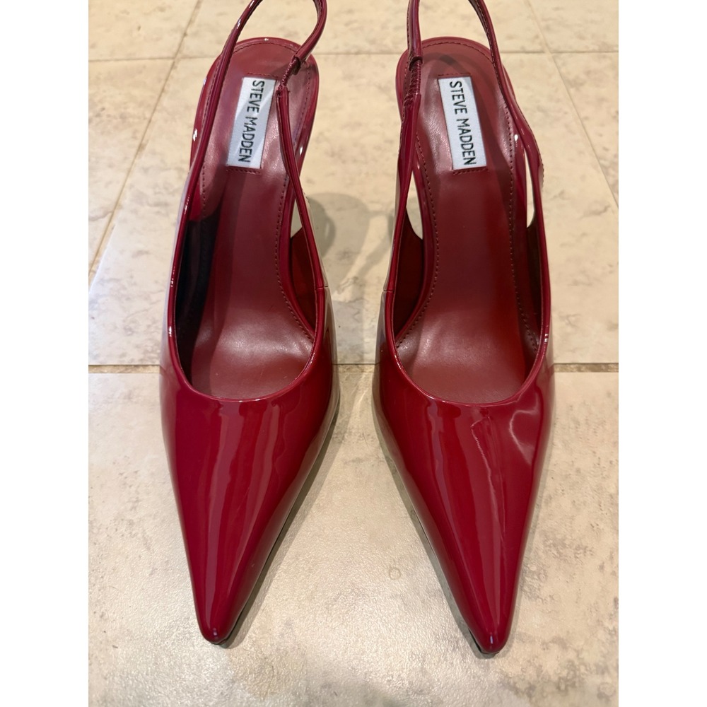Steve Madden Phadra Red Patent Pointed Toe Slingback Stiletto Pumps PHDR01S1 10M